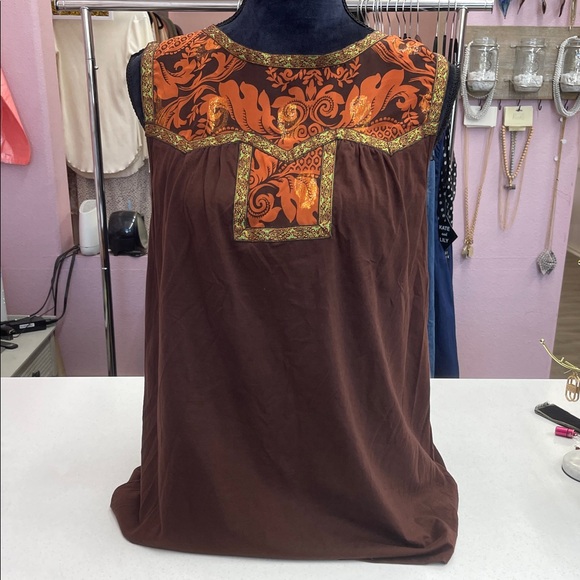 Anna Sui Brown and Orange Embroidered Blouse - Picture 1 of 2